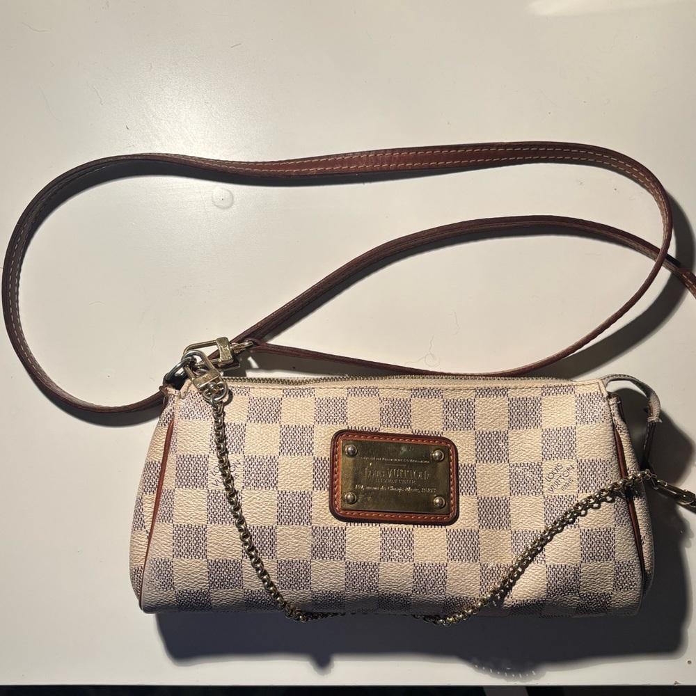 Louis Vuitton Cream and Brown Damier Azur Crossbody Pochette